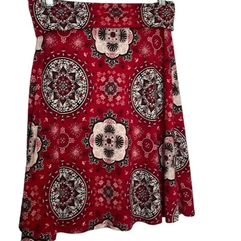 Colette Skirt Fold-Over Skirt Women's Red White Boho‎ Casual Size Medium (M)